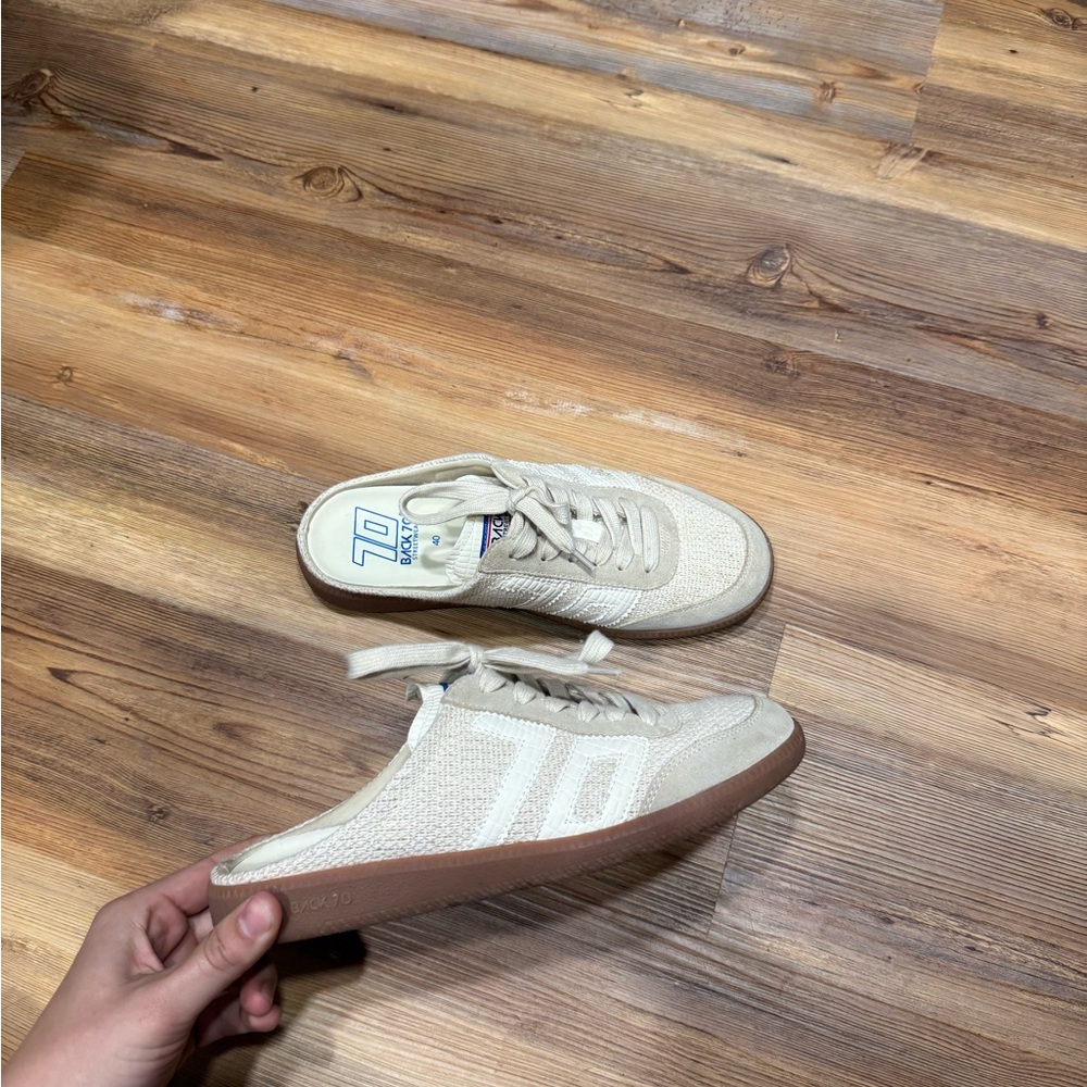 Back 70 Slip-On Knit Sneaker Mule in Beige - Picture 2 of 6